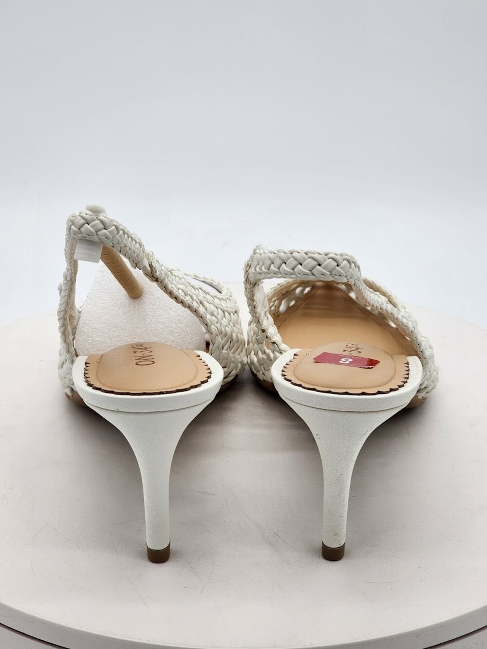 On 34th Monikaar White Linen Woven Slingback Pumps Women’s Size 8M Heels - Picture 5 of 13